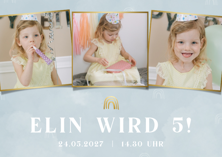 Kindergeburtstag - Einladung 5. Kindergeburtstag Fotoreihe auf Pastell