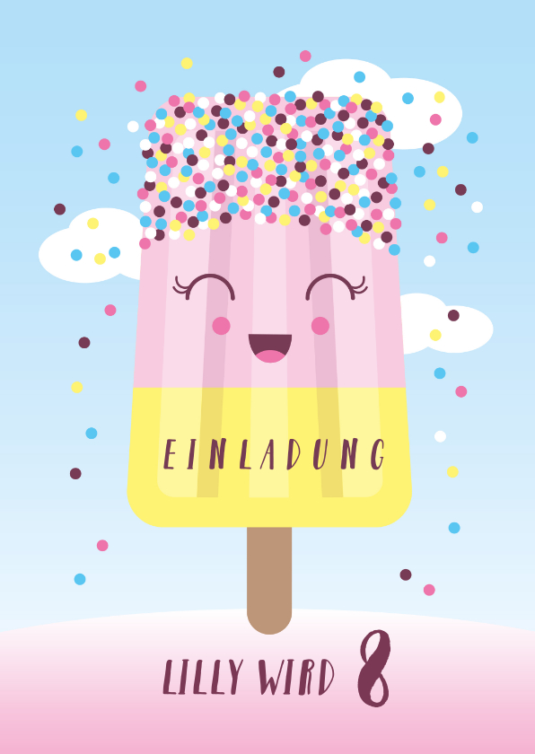 Kindergeburtstag - Einladung 8. Kindergeburtstag Icecream Party