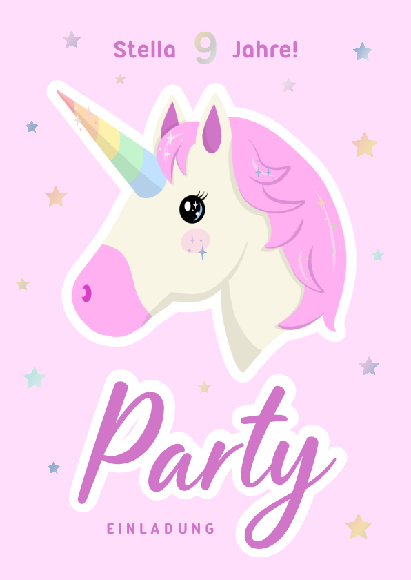 Kindergeburtstag - Einladung Kindergeburtstag 9 Jahre Unicorn Emoji