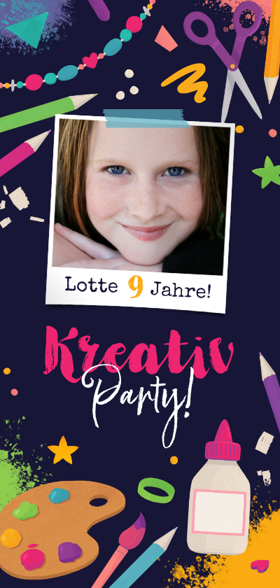 Kindergeburtstag - Einladung Kindergeburtstag Kreativ-Party 9 Jahre