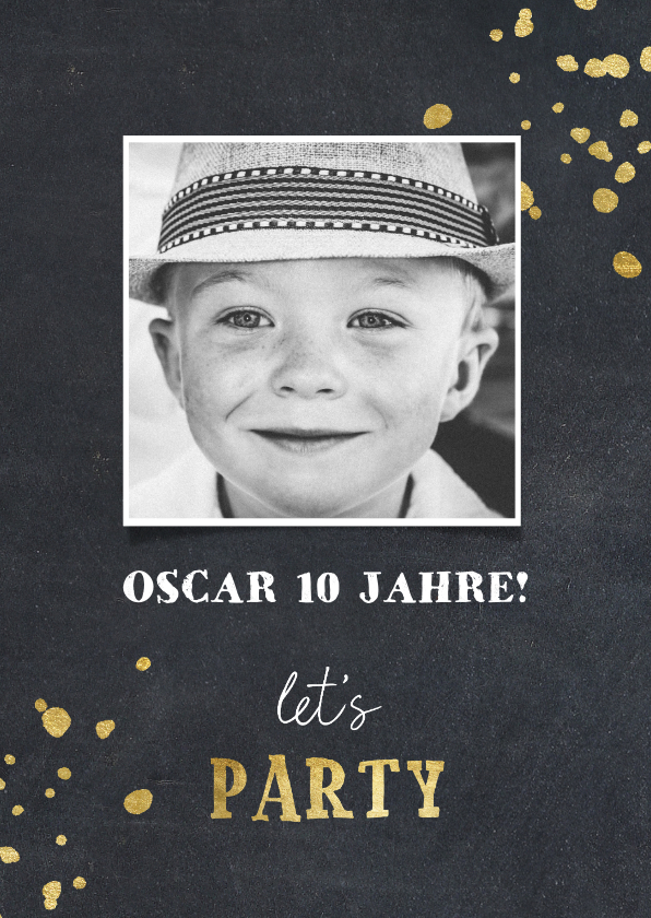 Kindergeburtstag - Einladung zum 10. Kindergeburtstag Kreide Let's Party