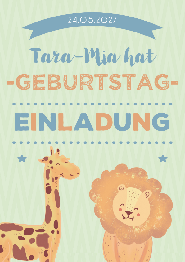 Kindergeburtstag - Einladung zum 10. Kindergeburtstag mit Zootieren