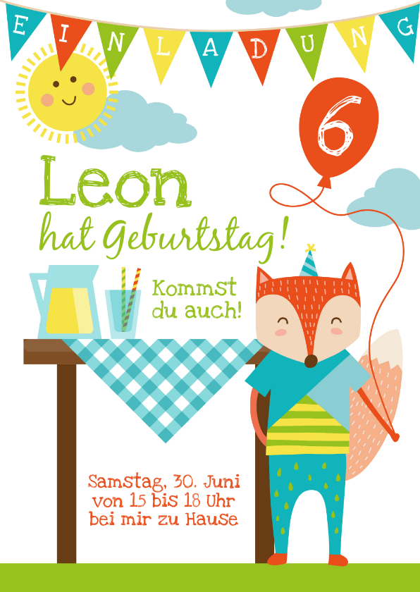 Kindergeburtstag - Einladung zum 6. Kindergeburtstag Summerboy