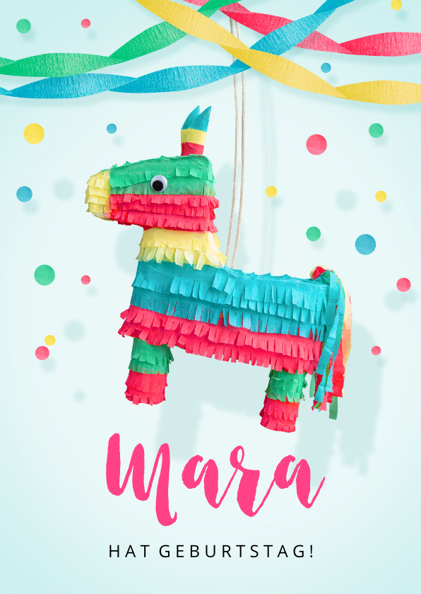 Kindergeburtstag - Einladung zum 7. Kindergeburtstag Pferde-Piñata rosa