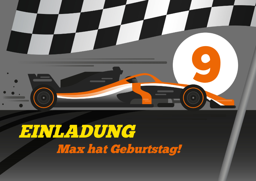 Kindergeburtstag - Einladung zum 9. Kindergeburtstag Formel-1-Auto 