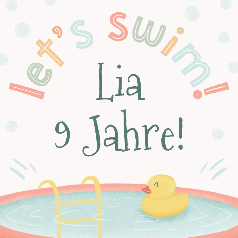 Kindergeburtstag - Einladung zum Schwimmen 9. Kindergeburtstag