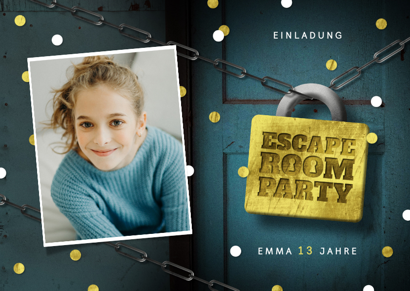 Kindergeburtstag - Einladungskarte 13. Kindergeburtstag Escape Room Foto