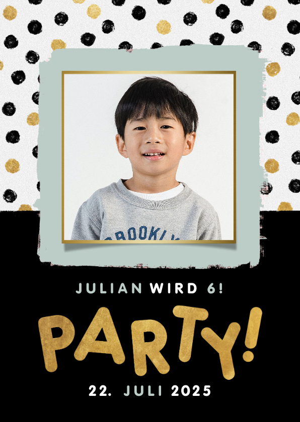 Kindergeburtstag - Einladungskarte 6. Kindergeburtstag 'Party' mit Foto