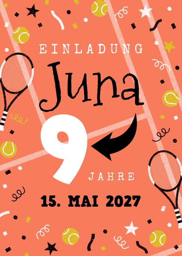 Kindergeburtstag - Kindergeburtstag Einladung Tennis spielen 9 Jahre