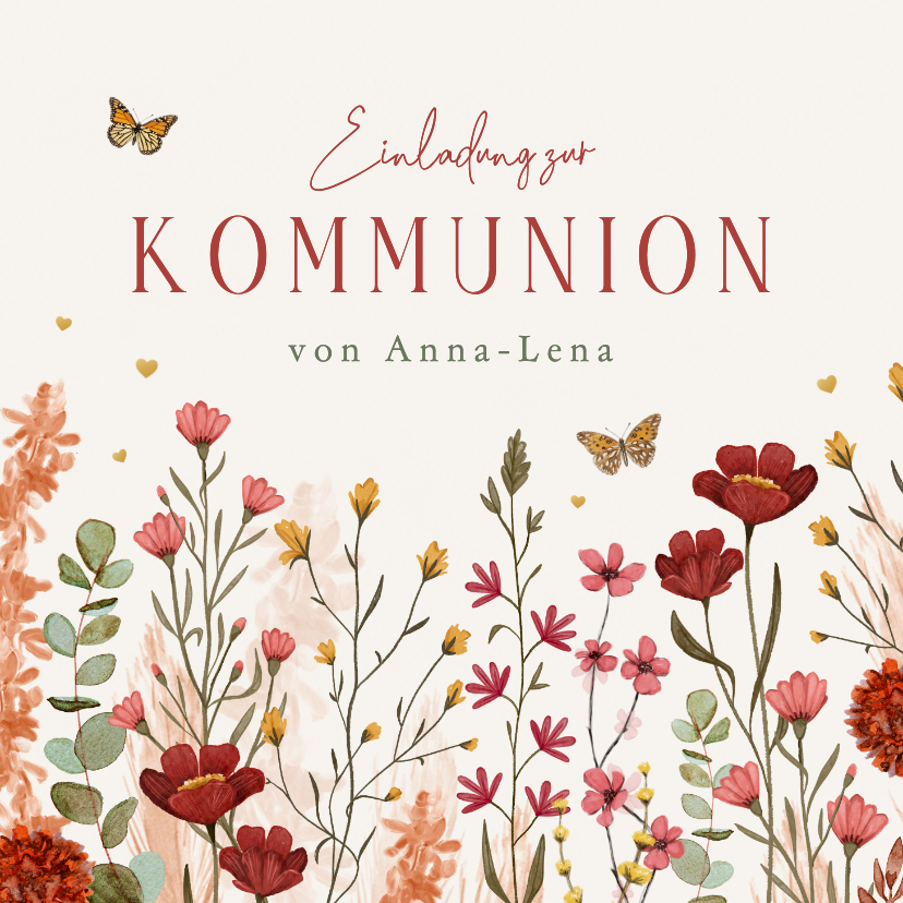 Kommunionskarten - Einladungskarte Kommunion Wildblumen