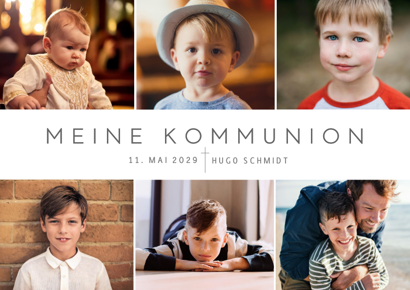 Kommunionskarten - Fotocollage Einladungskarte Kommunion minimalistisch