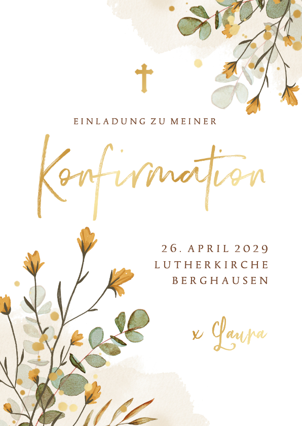 Konfirmationskarten - Konfirmationseinladung Wiesenblumen Aquarell