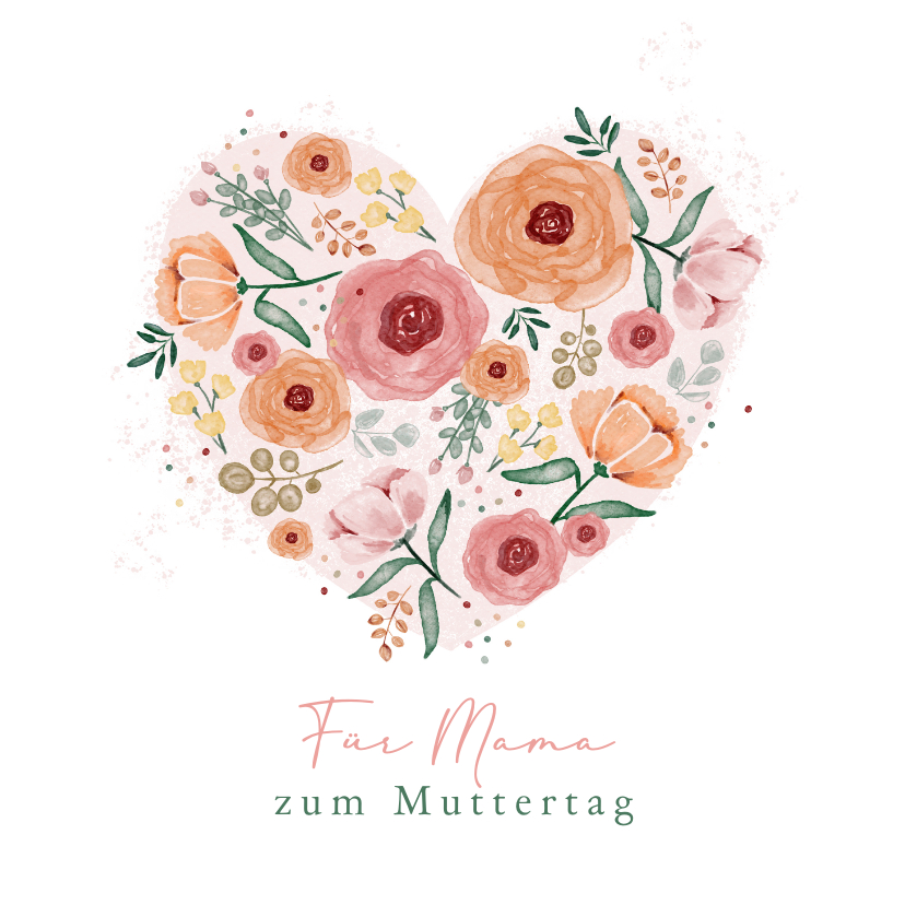 Muttertagskarten - Grußkarte Muttertag Herz aus Blumen