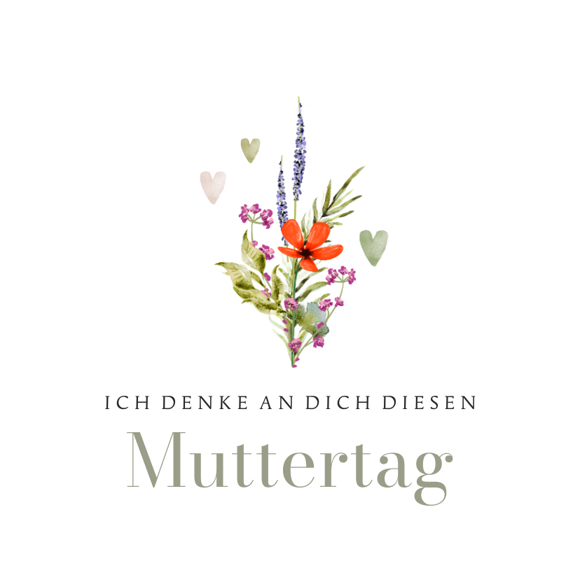 Muttertagskarten - Karte Blumengruß zum Muttertag 'Ich denke an dich'