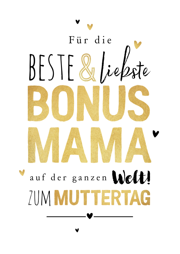 Muttertagskarten - Karte 'für die liebste Bonusmama' zum Muttertag