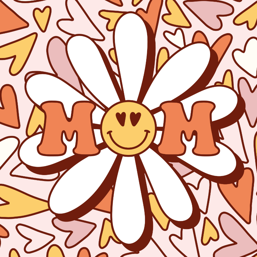 Muttertagskarten - Vintage-Muttertagskarte Smileyblume MOM