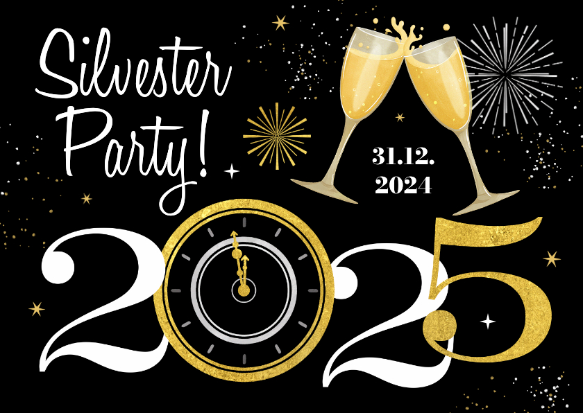 Neujahrskarten - Einladung Silvester-/Neujahrsparty 2024/2025