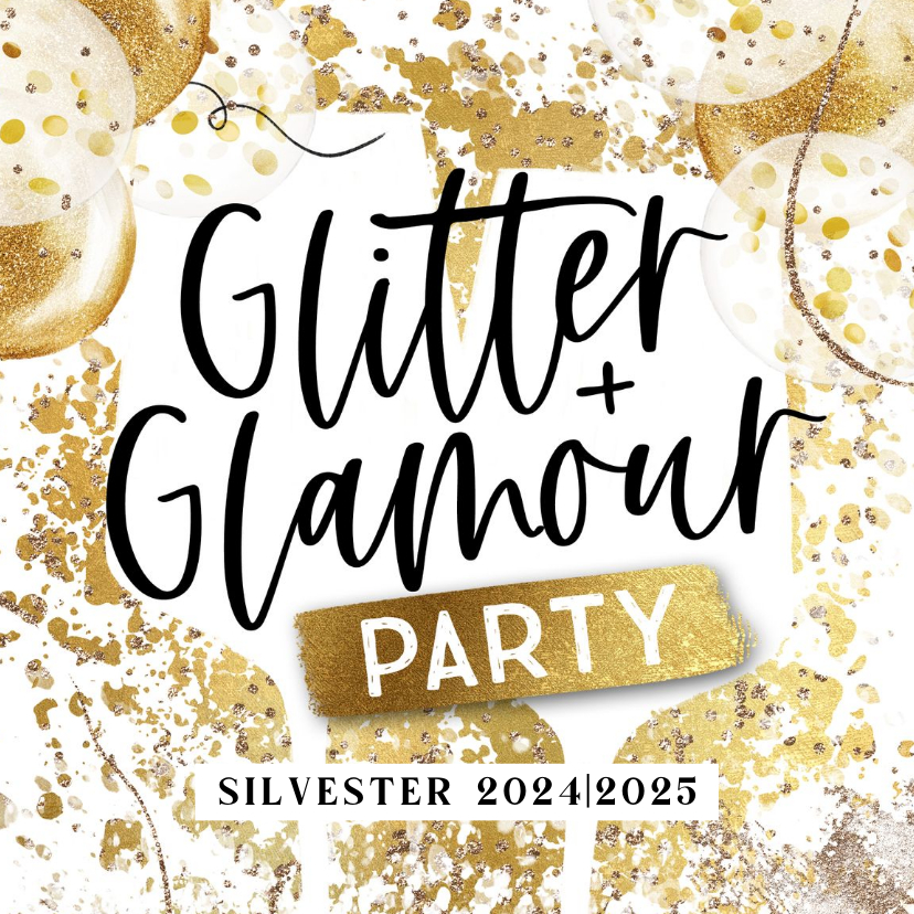 Neujahrskarten - Einladungskarte Silvesterparty 'Glitter & Glamour'