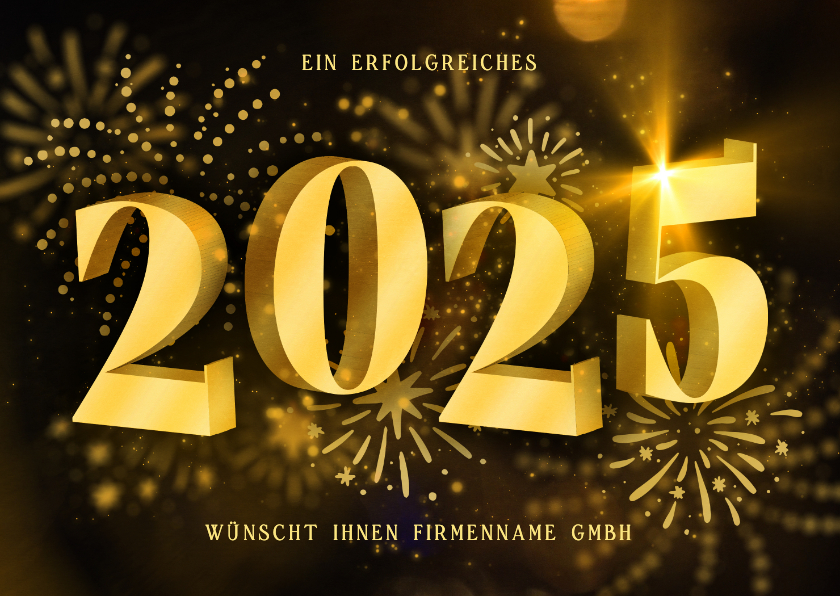 Neujahrskarten - Geschäftliche Neujahrskarte 2025 3D mit Feuerwerk