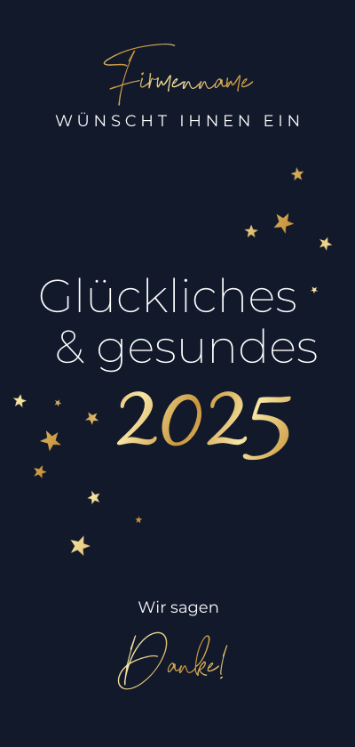 Neujahrskarten - Geschäftliche Neujahrskarte 2025 & Sternchen in Gold