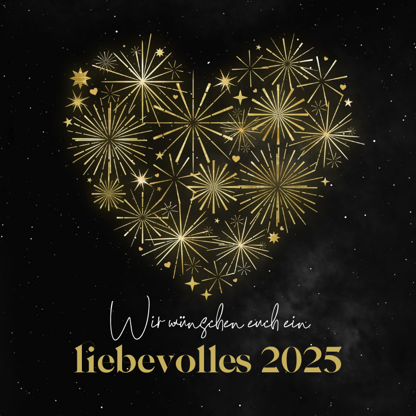 Neujahrskarten - Neujahrsgrußkarte Herz aus Feuerwerk