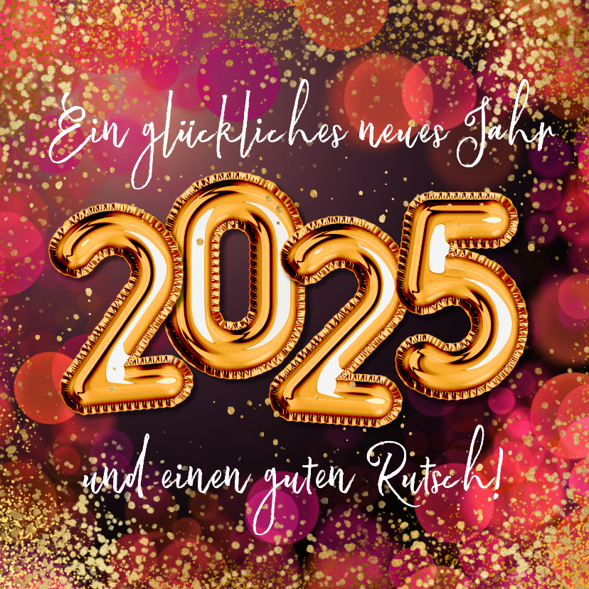 Neujahrskarten - Neujahrskarte 2025 Gold- & Partylook