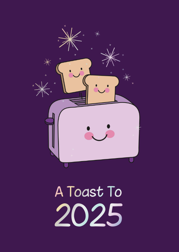 Neujahrskarten - Neujahrskarte 'A toast to 2025'