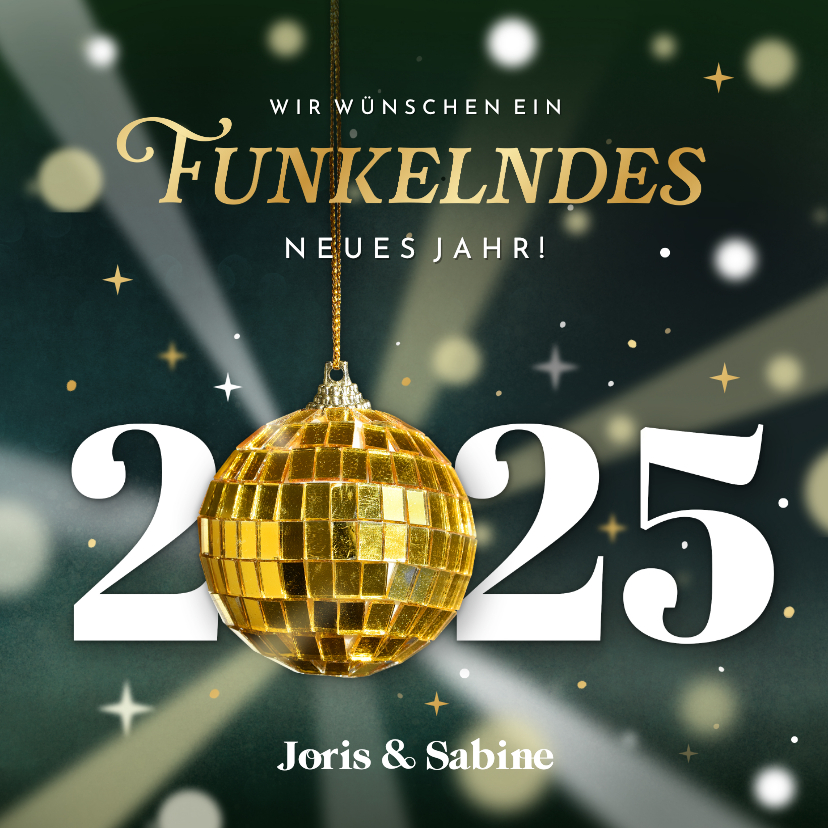 Neujahrskarten - Neujahrskarte Discokugel 'Funkelndes Jahr'