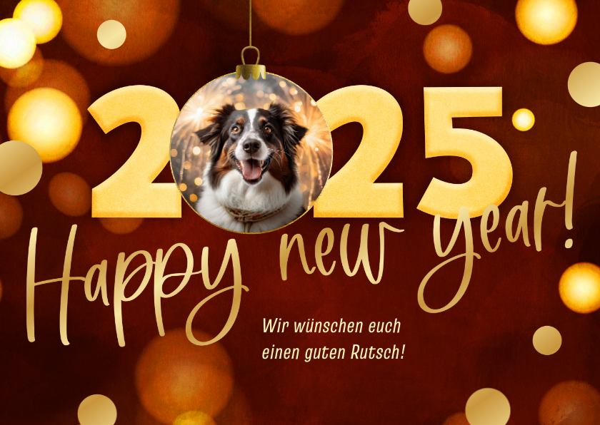 Neujahrskarten - Neujahrskarte 'Happy new year 2025' mit Foto