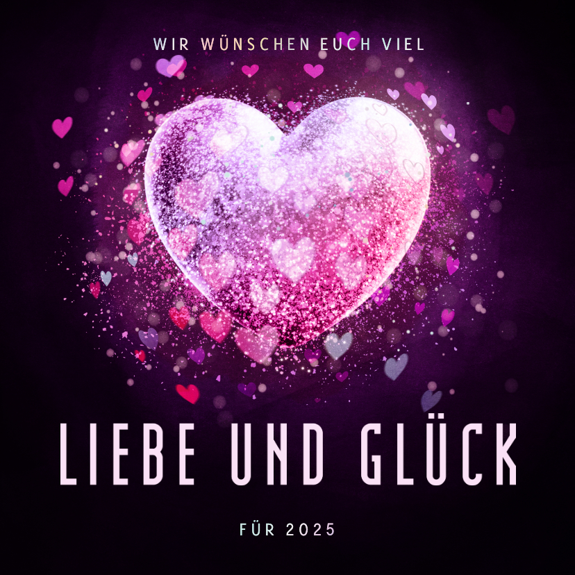 Neujahrskarten - Neujahrskarte Liebe und Glück strahlendes Herz