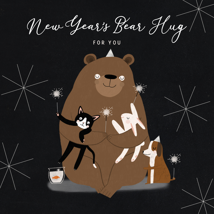 Neujahrskarten - Neujahrskarte 'New Year's Bear Hug'