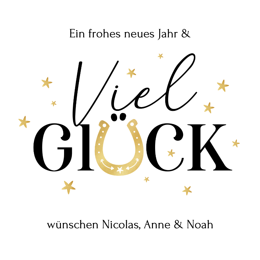 Neujahrskarten - Neujahrskarte 'Viel Glück' mit Hufeisen