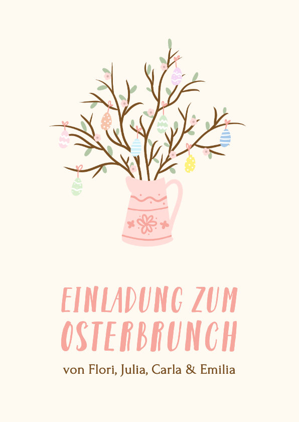 Osterkarten - Einladungskarte Osterbrunch mit Osterstrauß