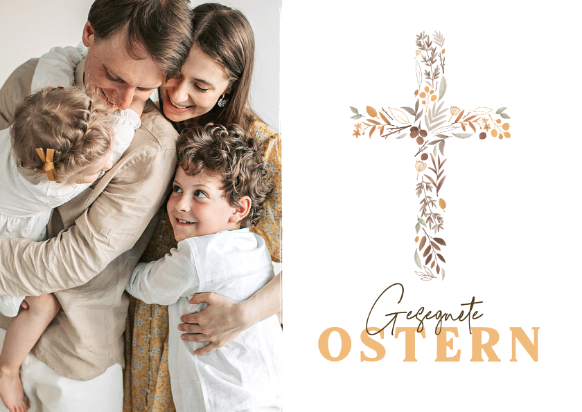 Osterkarten - Foto-Osterkarte Kreuz aus Blumen