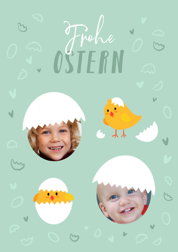 Osterkarten - Lustige Osterkarte Fotos in Eierschale