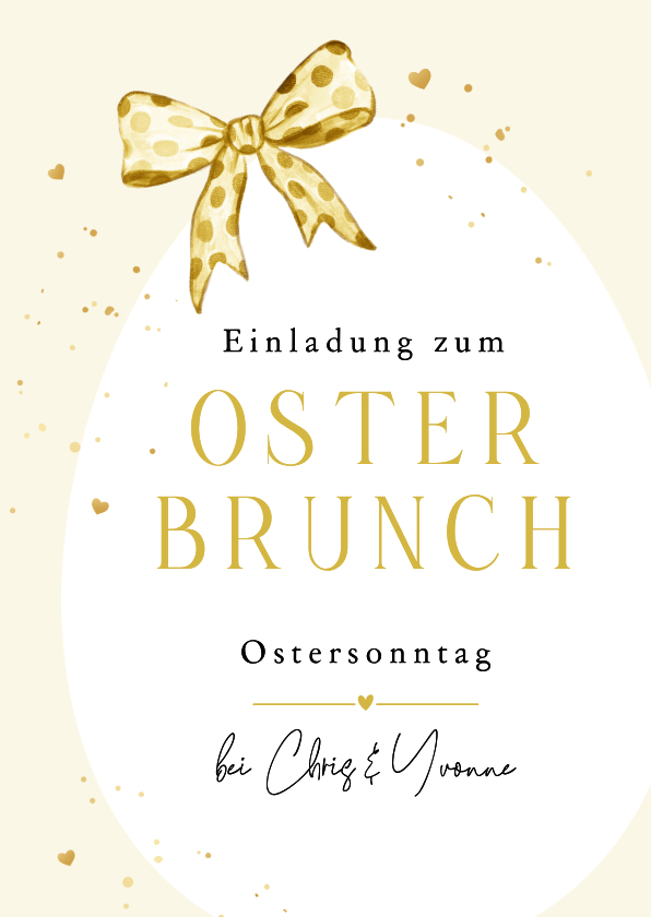 Osterkarten - Osterbrunch Einladungskarte Osterei mit Schleife