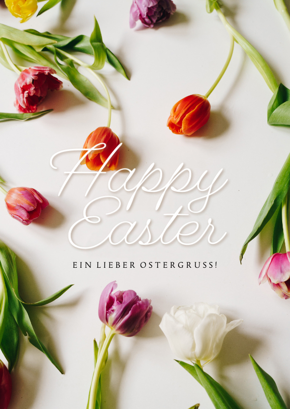 Osterkarten - Osterkarte 'Happy Easter' Tulpen