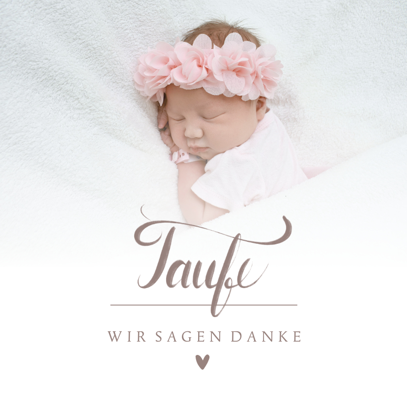 Taufkarten - Dankeskarte Taufe Foto & Schreibschrift rosé