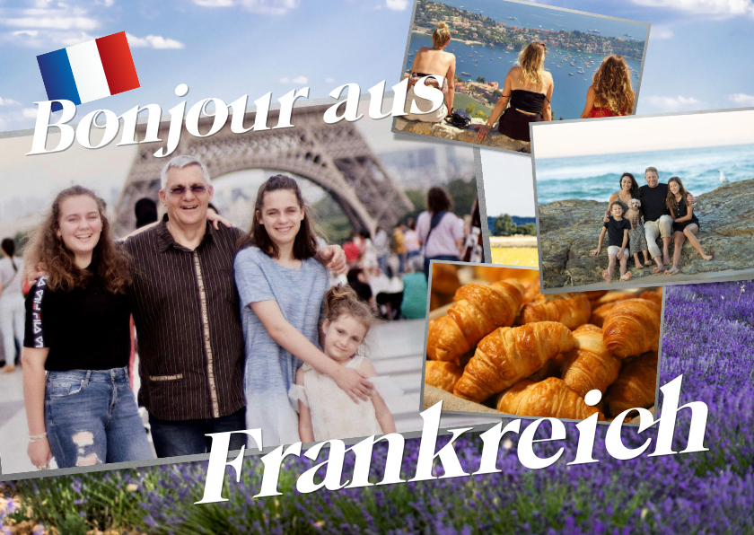 Urlaubskarten - Postkarte Urlaub 'Bonjour aus Frankreich' eigene Fotos