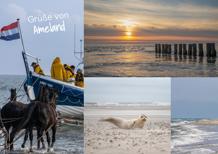 Urlaubskarten - Postkarte Urlaub eigene Fotos 'Grüße von Ameland'