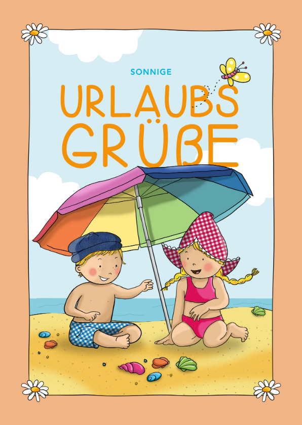 Urlaubskarten - Urlaubskarte 'Fien & Teun' Sonnige Urlaubsgrüße