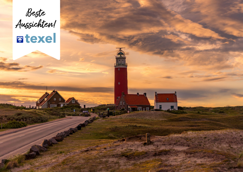 Urlaubskarten - Urlaubskarte Watteninsel Texel mit Leuchtturm