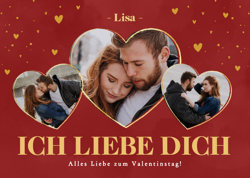 Valentinskarten - Fotokarte Valentinstag Herzen 'Ich liebe dich'