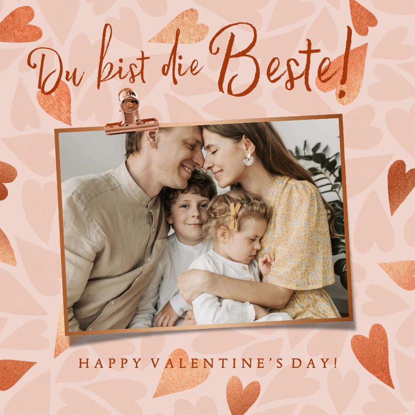 Valentinskarten - Fotokarte zum Valentinstag mit Herzen