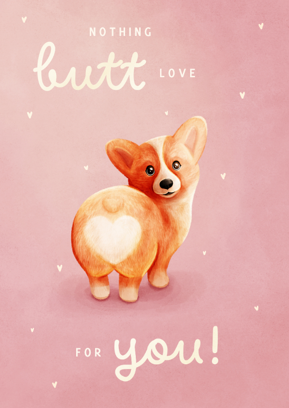 Valentinskarten - Valentinskarte Corgi 'Nothing butt love' beste Freundin