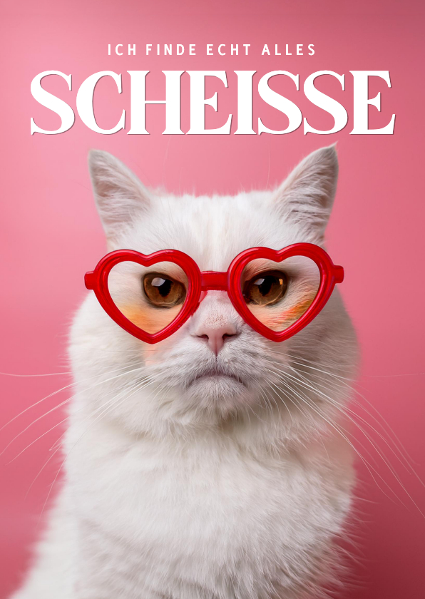 Valentinskarten - Valentinskarte Katze mit Brille lustiger Spruch