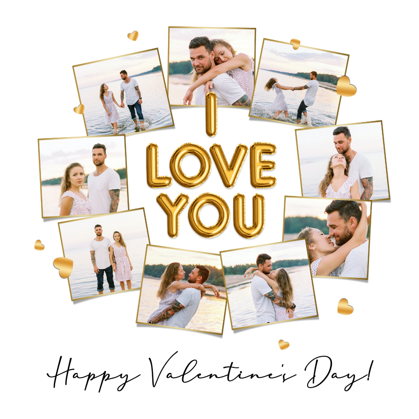 Valentinskarten - Valentinskarte mit Fotocollage & Scchriftzug 'I love you'