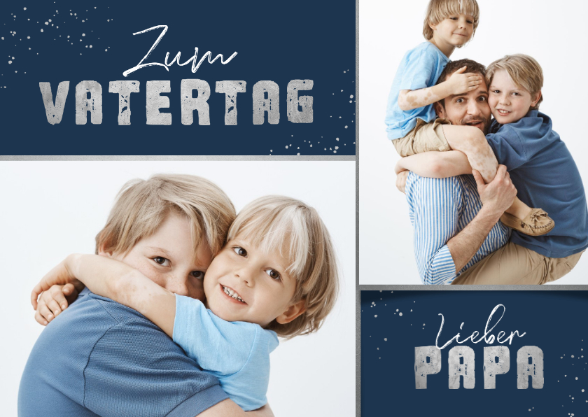 Vatertagskarten - Karte zum Vatertag Fotos Schrift in Silberlook