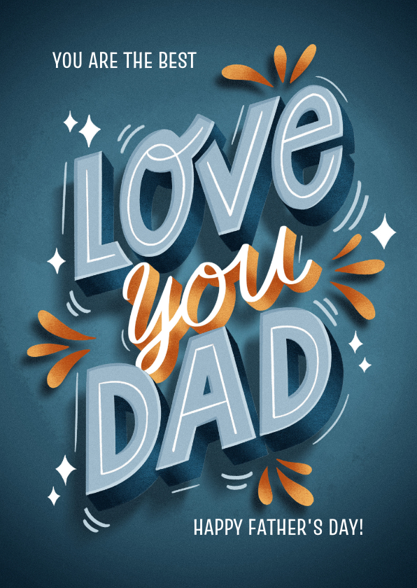 Vatertagskarten - Vatertagskarte 'Love you dad' Lettering