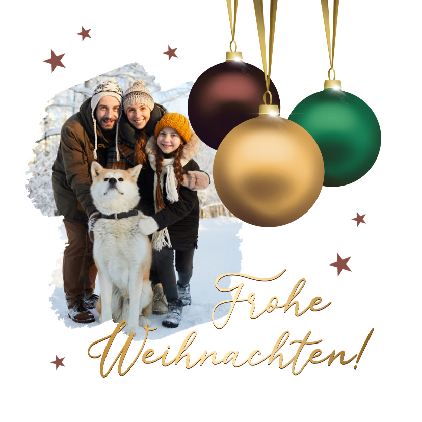 Weihnachtskarten - Foto-Weihnachtskarte drei Weihnachtskugeln